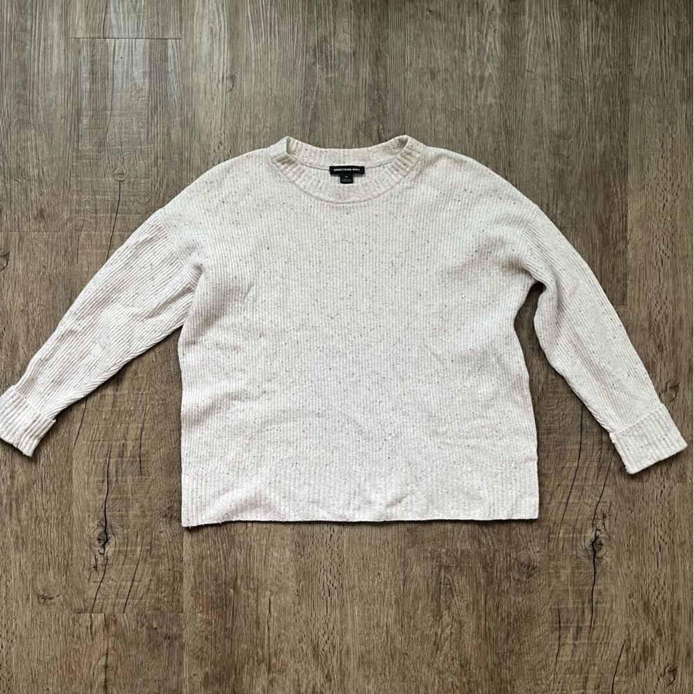 Something Navy Beige Oatmeal Heathered Sweater